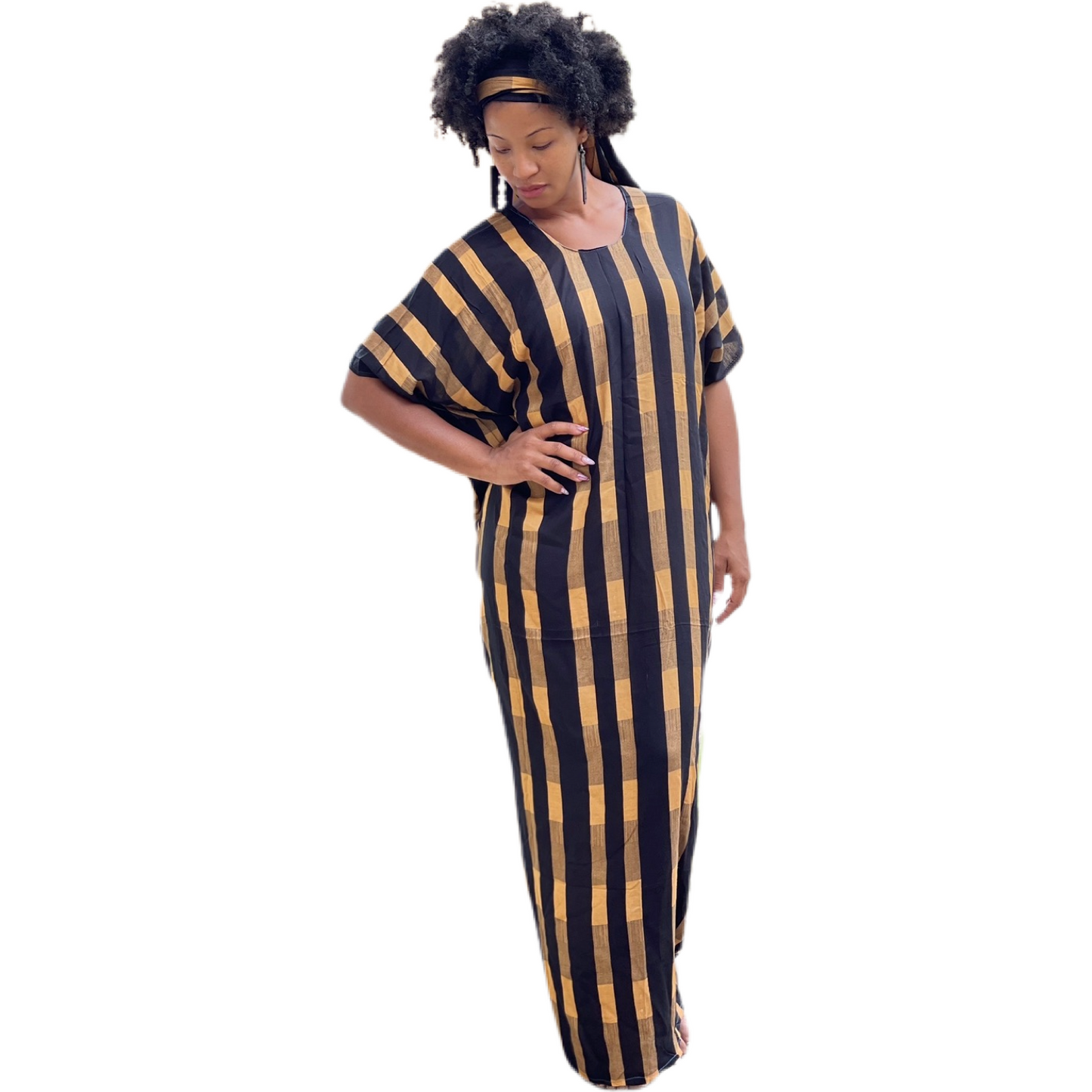 Black and Deep Yellow Kaftan