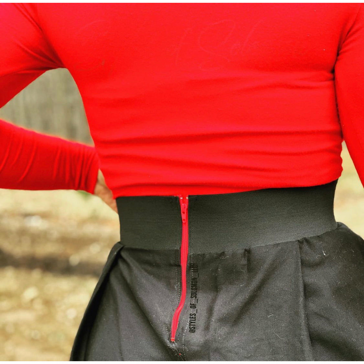 Black Skirt Red Fringes