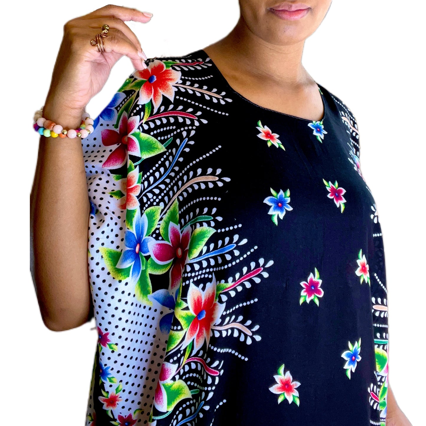 Bold Floral Kaftan Dress