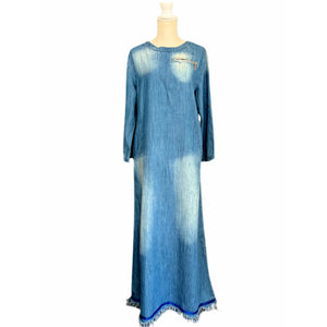 Jean Dress with Ribbon of Blue Fringes from the garment