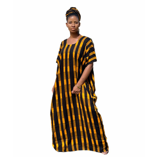 Black and Deep Yellow Kaftan