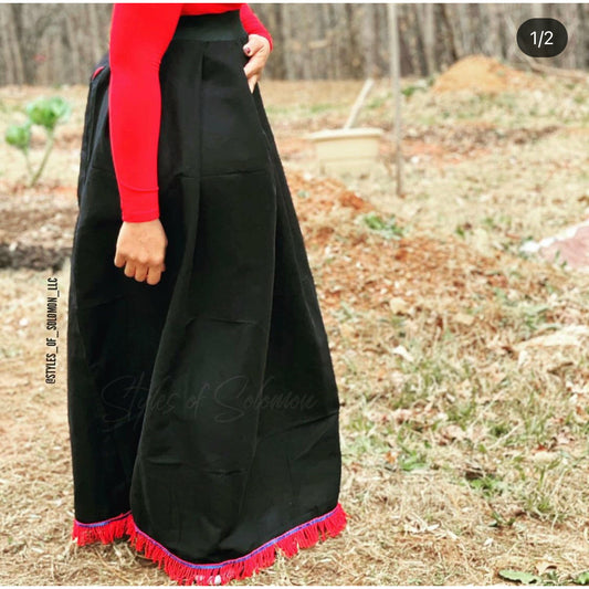 Black Skirt Red Fringes