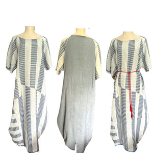 100% Linen Striped Kaftan with Pocket